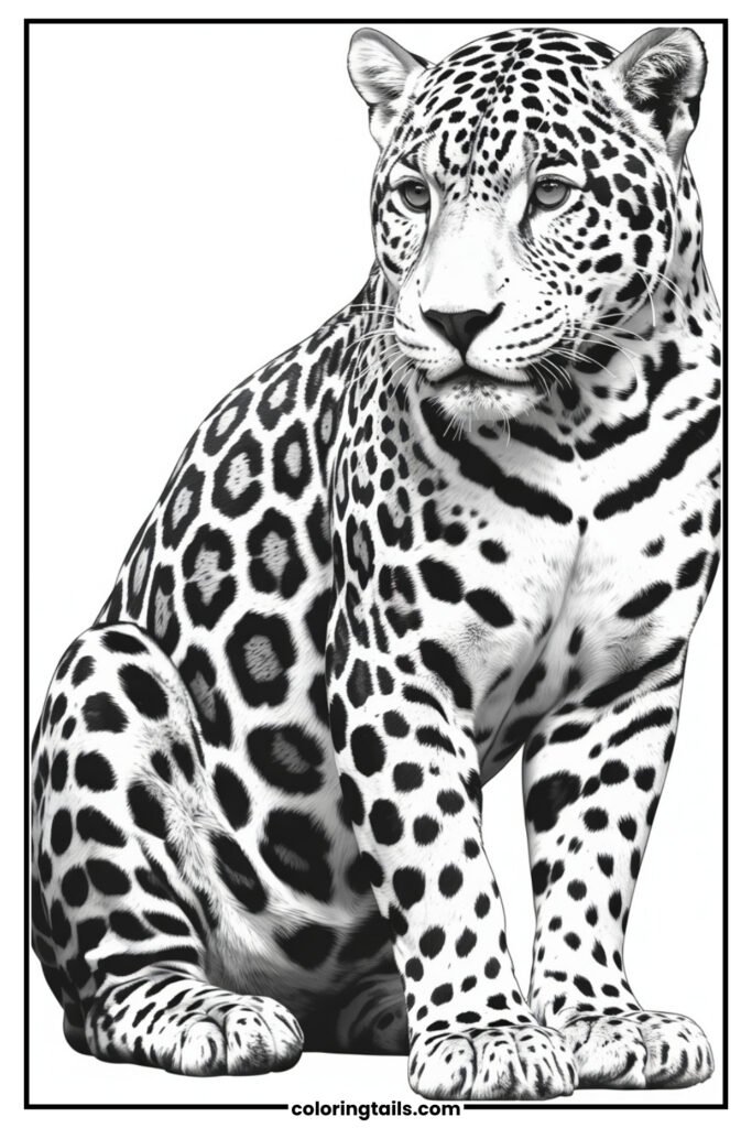 A creative page where the jaguar’s spots turn into swirls, flowers, or geometric art.