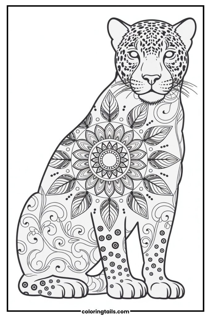 A jaguar silhouette filled with mandala-style symmetry and spiritual motifs.