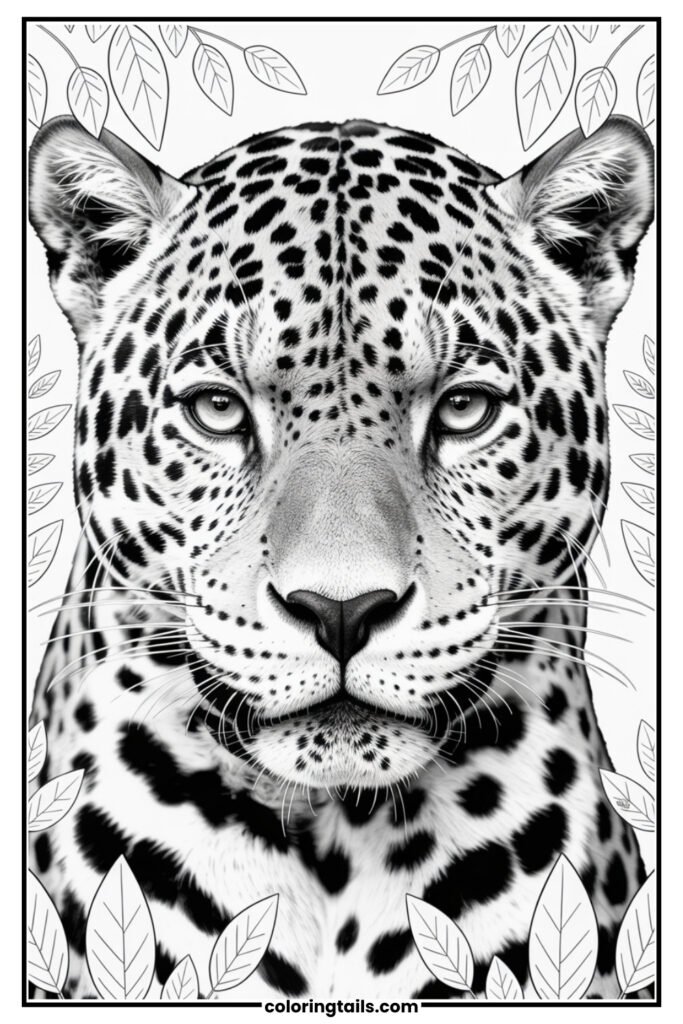 A dramatic, front-facing portrait of a jaguar with expressive eyes and intricate facial markings.