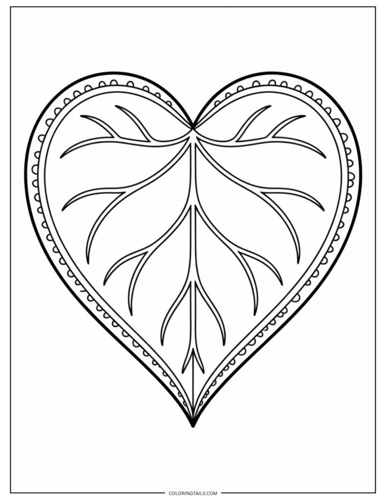 A large leaf shaped like a heart with soft, curved edges.