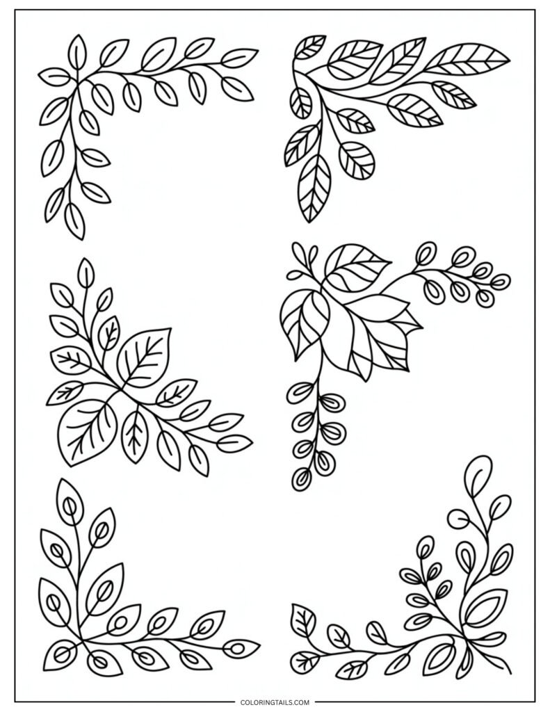 Decorative leaf clusters placed in each corner as a border.