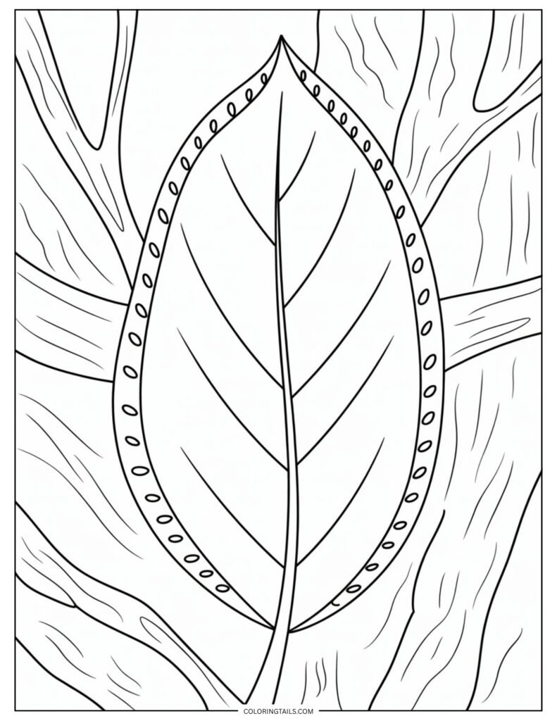 A smooth-edged magnolia leaf with a thick central vein.