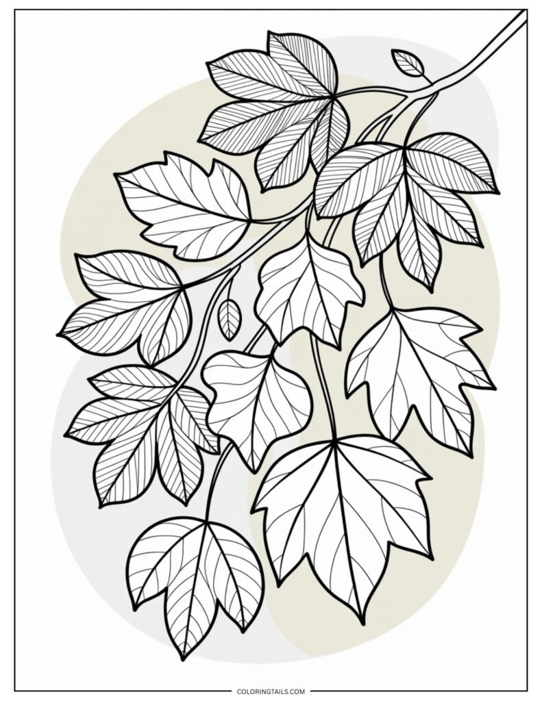 Various fall leaves with jagged edges and deep inner lines.