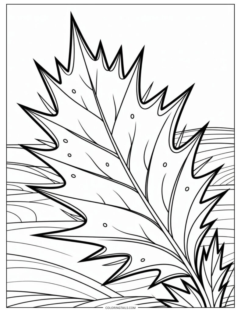 A long, jagged thistle leaf with sharp points and wild texture.
