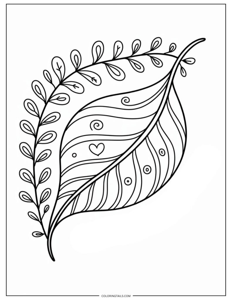 A basic leaf shape with hand-drawn lines and minimal detail.
