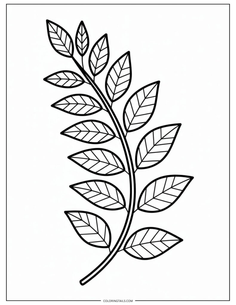 A single long stem spiraling with leaves along its twist.