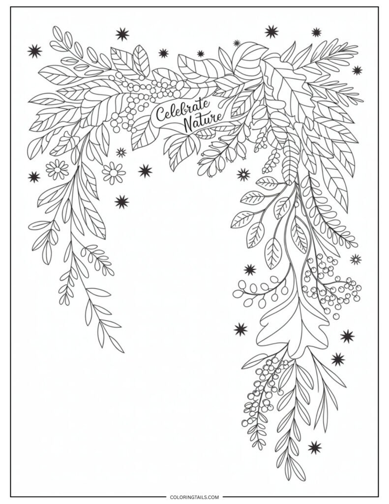 A string of leaves arranged like a party garland.