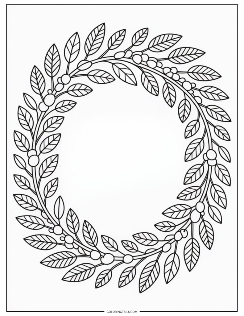 A circular frame made entirely from overlapping leafy branches.